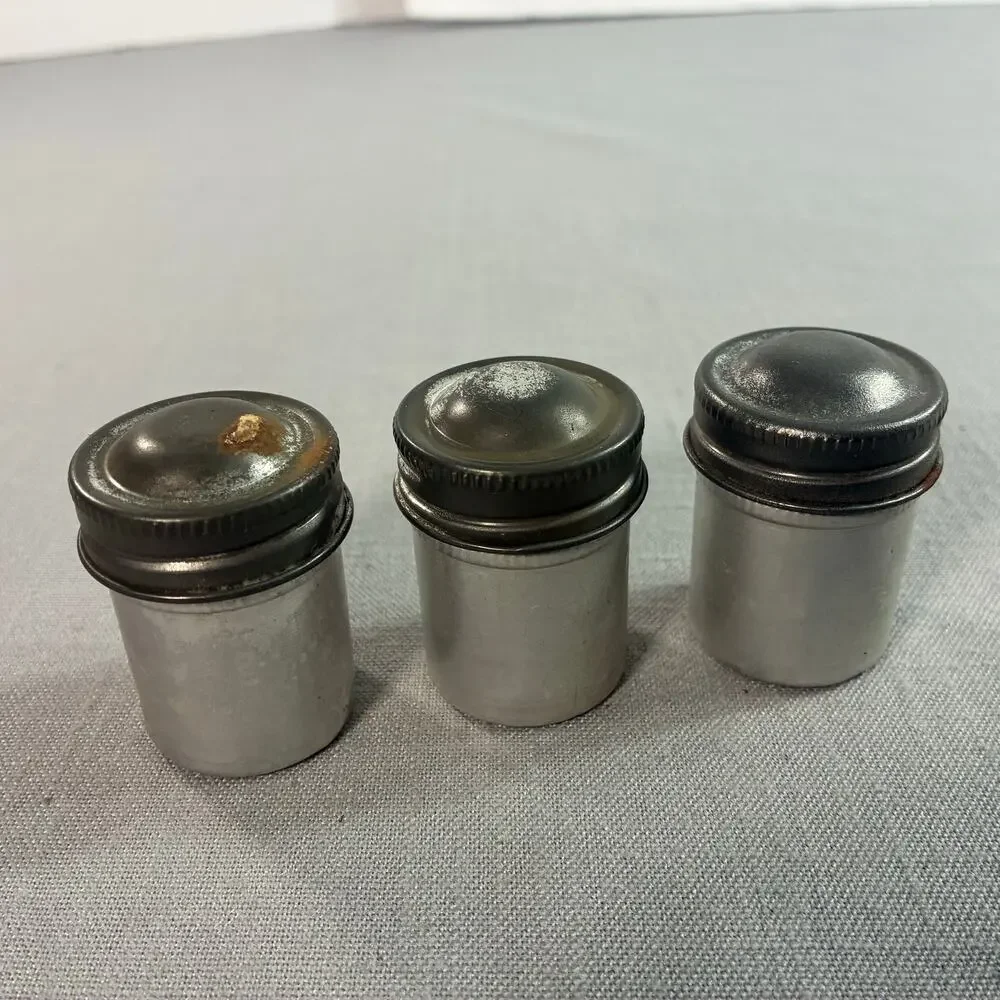 Vintage 35mm Film Canisters Metal Screw Top Photography Containers Lot of 3